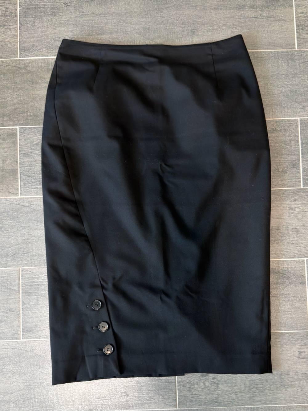 H&M Black Pencil Skirt with Side Button Trim